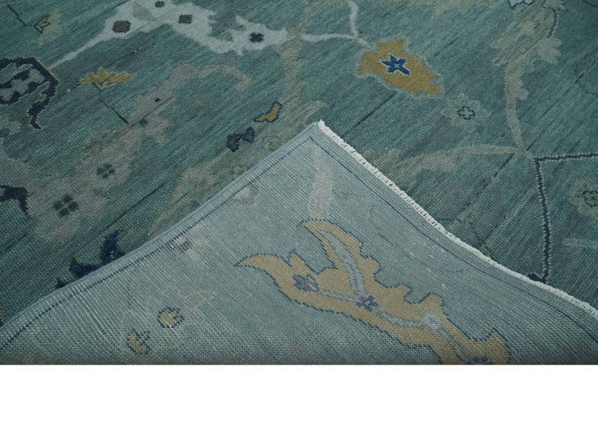 Hand Knotted Traditional Oriental Oushak Antique Style Green Wool Area Rug