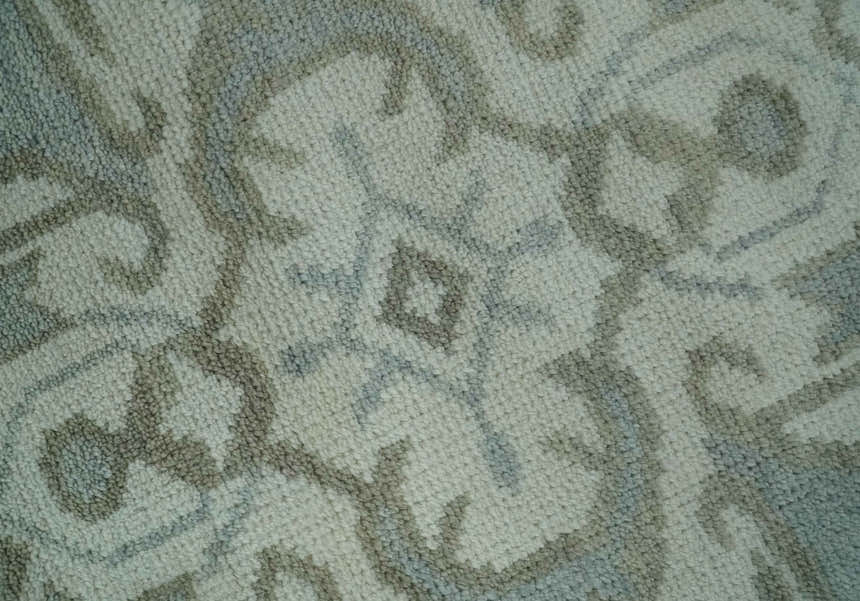 Ivory, Silver and Olive Traditional Heriz Medallion Hand Knotted Multi Size wool Area Rug