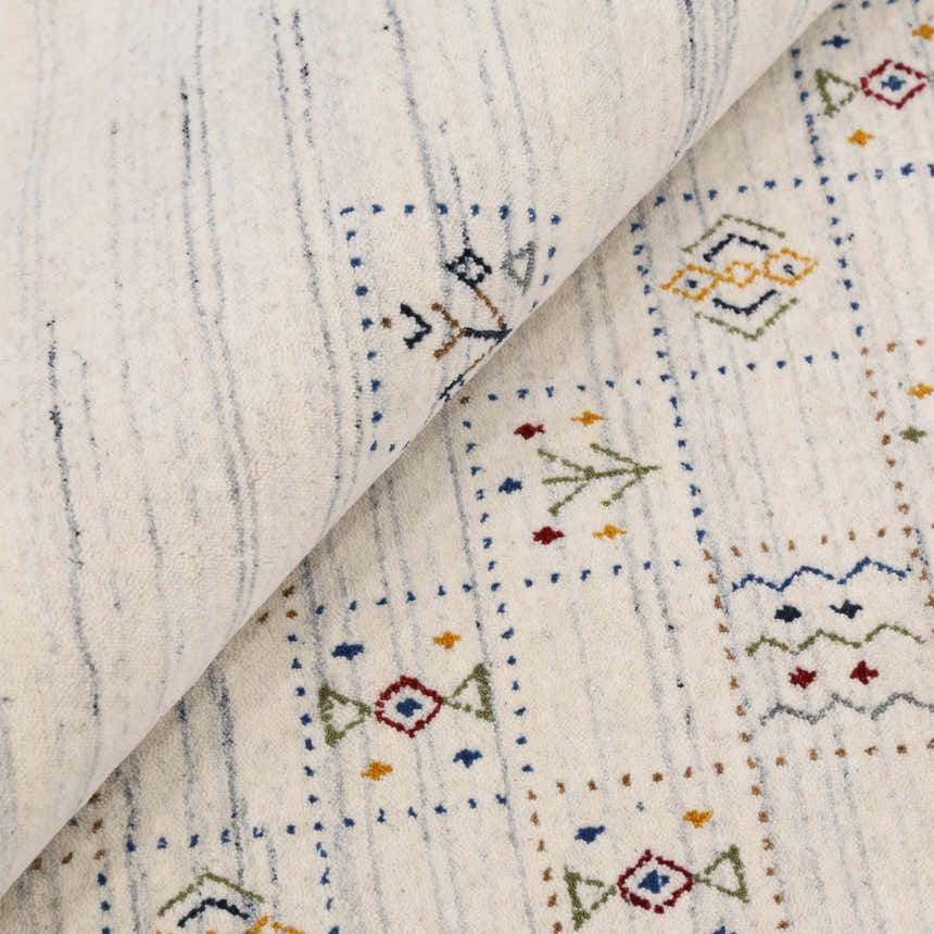 Ivory Tribal Design Hand Loomed Wool Area Rug
