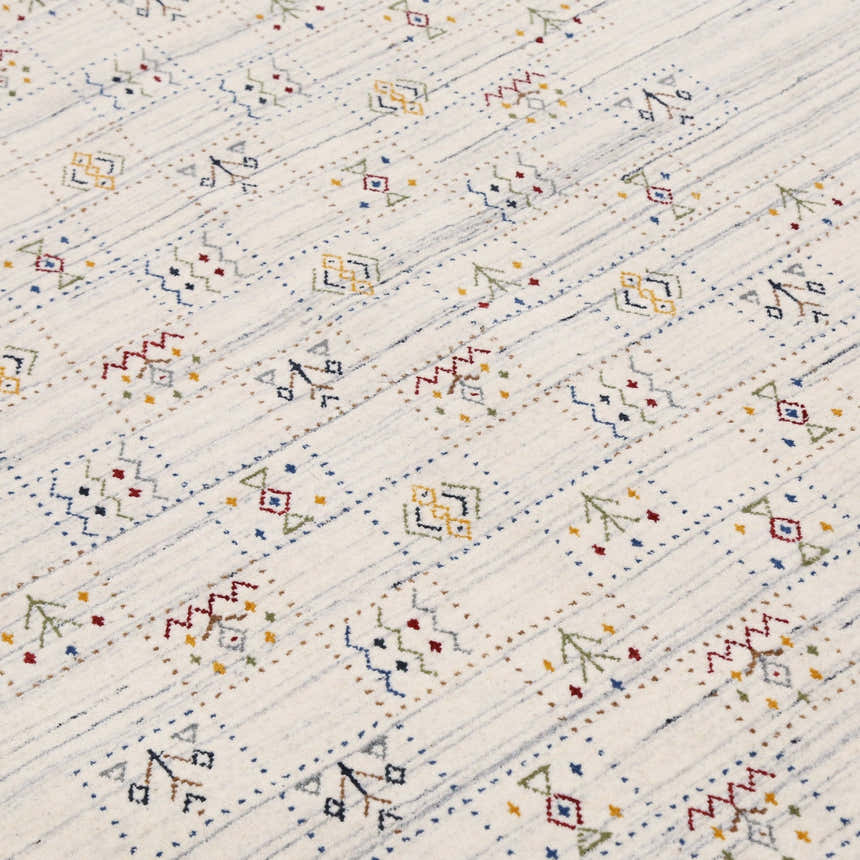 Ivory Tribal Design Hand Loomed Wool Area Rug