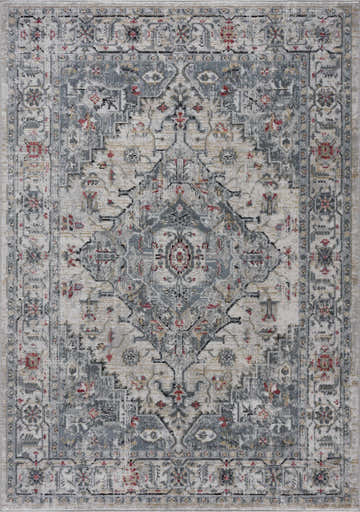 Detailed view of the Billings Area Rug, a traditional rug in cream, gray, and gold tones. Design-Rectangle-5373