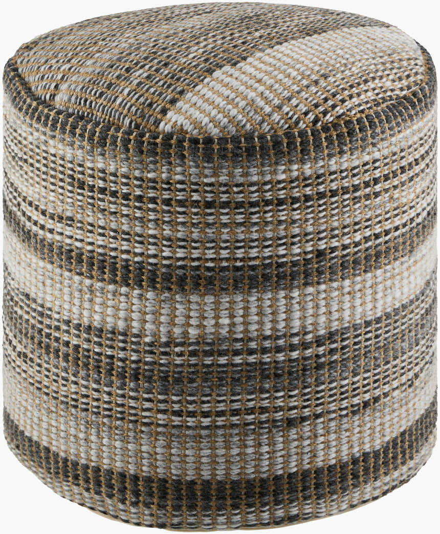 Orange Traditional Pouf with cotton details for casual extra seating or footrest