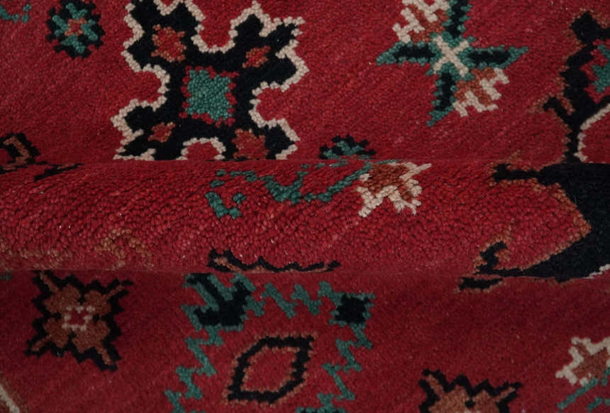 Maroon and Black Traditional Oriental Hand Knotted Custom Made wool Area Rug