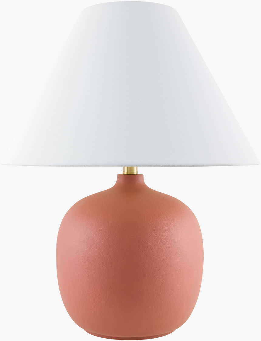 Rich Brick Red Traditional Table Lamp with linen details for bedside or console tables