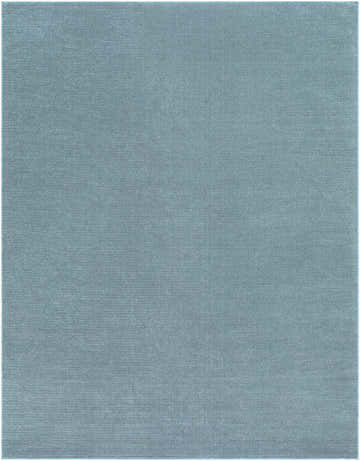 Close-up of the Levent Blue Area Rug. The rug has a subtle texture and a soft, muted blue color. Design-Rectangle-71010