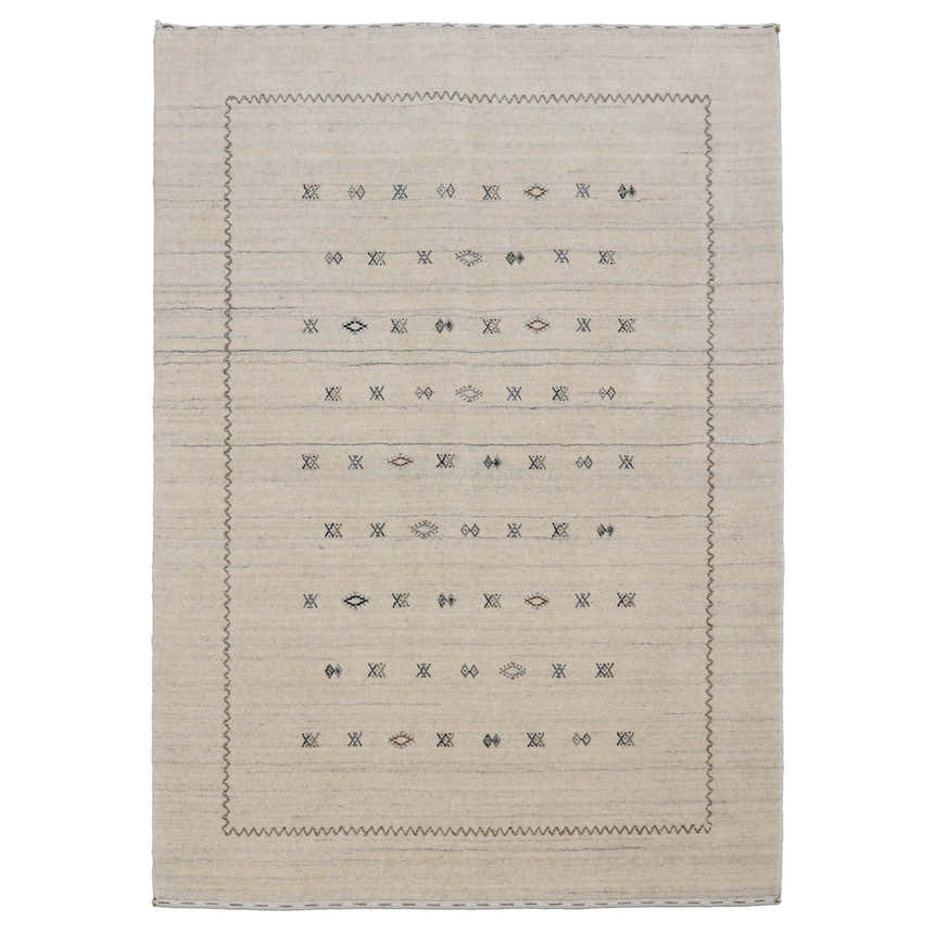 Modern Design Beige Hand Loomed Wool Area Rug