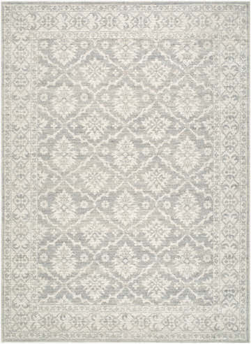 Close-up of the Aram Machine Woven Nabela Noor Home x LIVABLISS NBAR-2304 Area Rug. Beige, gray, and olive traditional pattern. Design-Rectangle-576