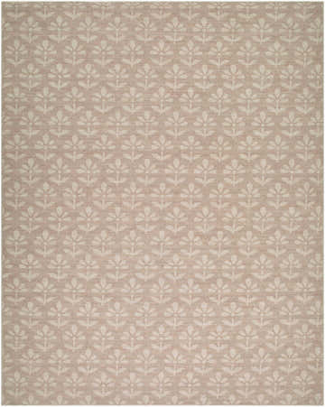 Close-up of Maya Machine Woven Nabela Noor Home x LIVABLISS rug. Light brown jute with an off-white floral pattern. Design-Rectangle-71010