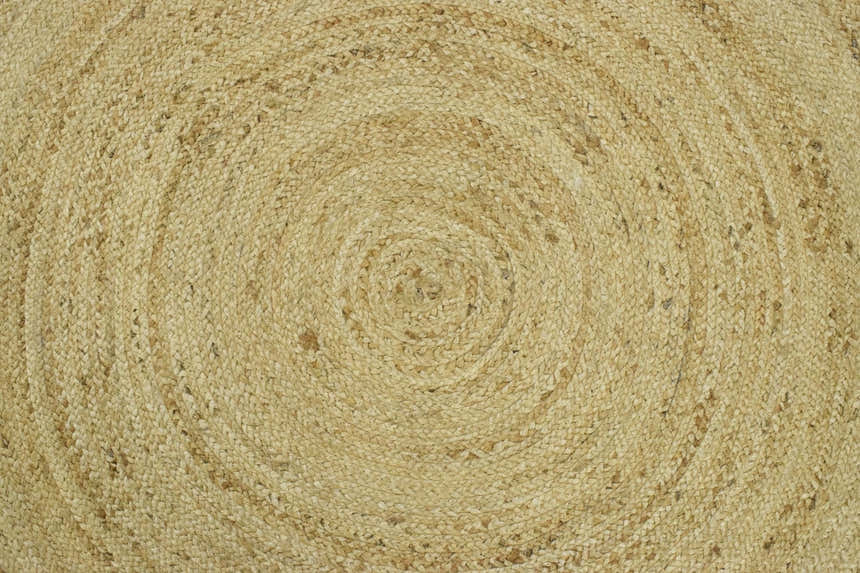 100% ALL NATURAL FIBER HAND BRAIDED BOHO WHITE ROUND JUTE RUG | JR4