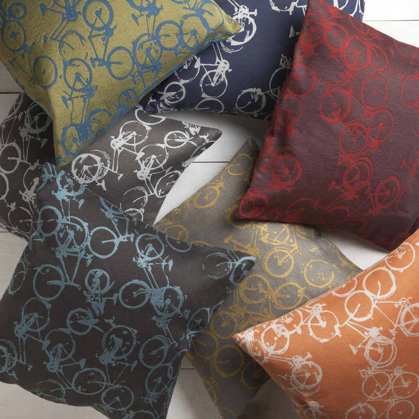 Wilmar Red Bicycle Print Throw Pillow - Clearance