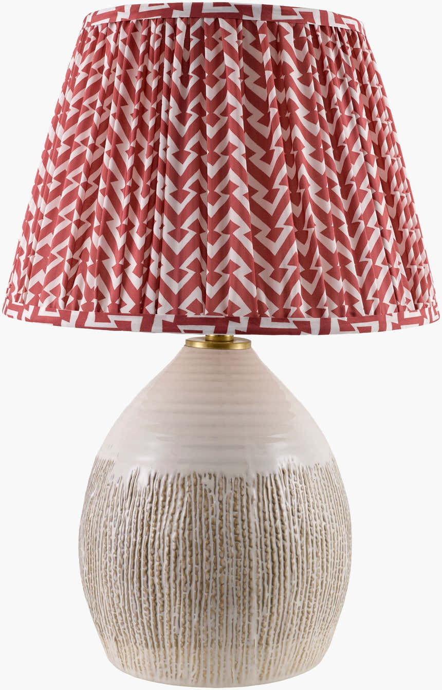 Brick Red Bohemian Table Lamp with global details for bedside or console tables