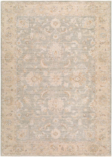 Vintage Edit Rachel Zoe x LIVABLISS RZVE-2303 Area Rug with floral pattern in beige, cream, gray, and sage. Design-Rectangle-6796