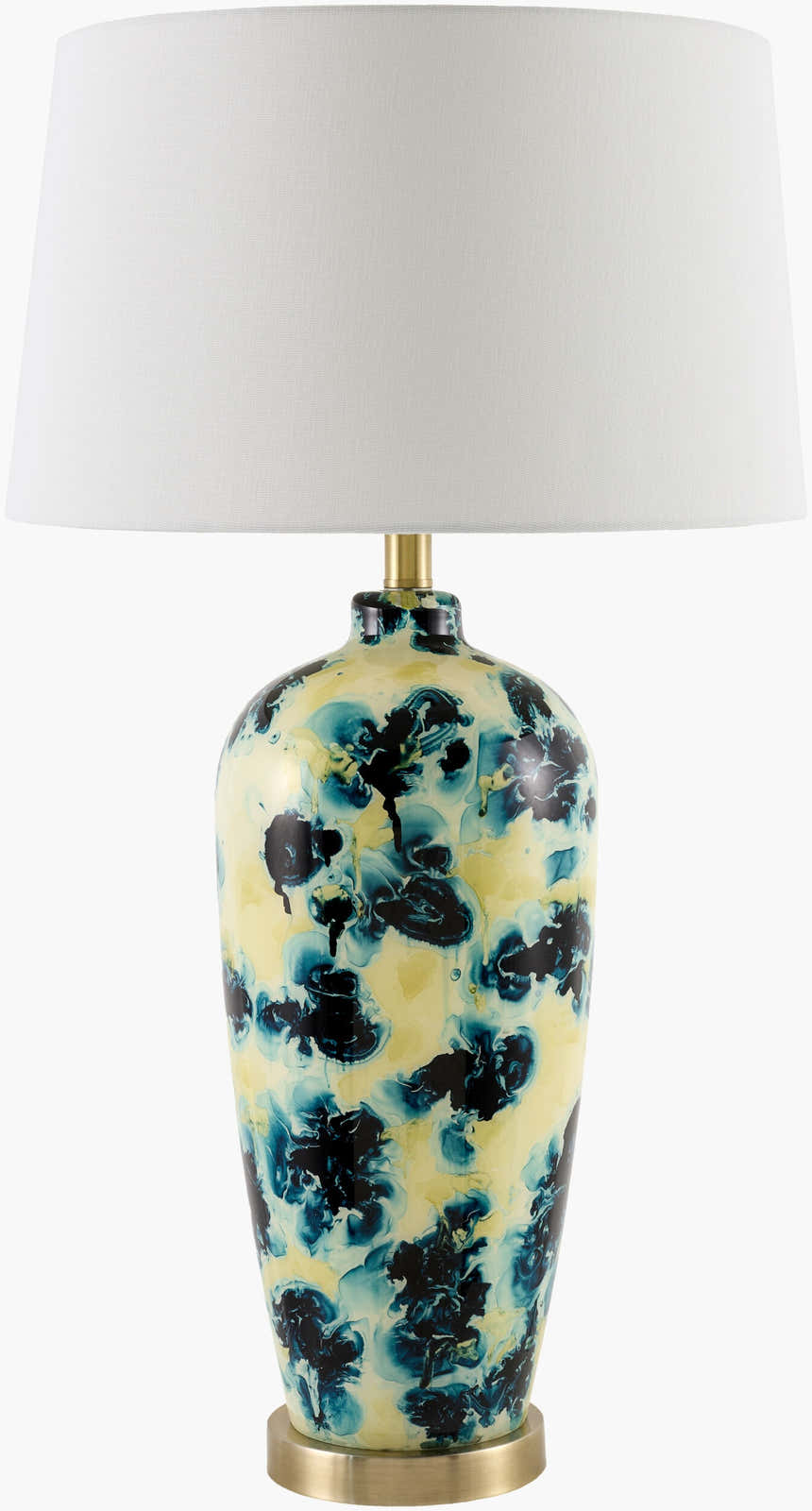 Deep Deep Teal Traditional Table Lamp with linen details for bedside or console tables