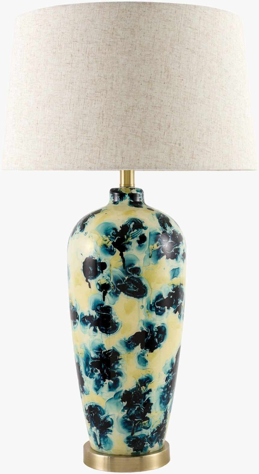 Rich Deep Teal Traditional Table Lamp with linen details for bedside or console tables