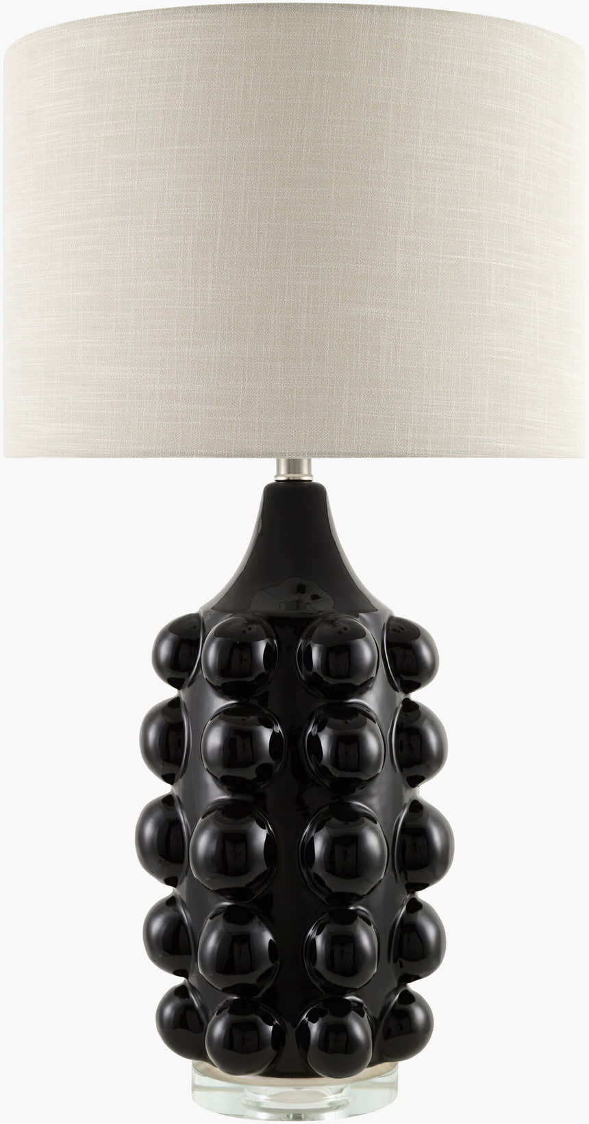 Charcoal Modern Table Lamp with linen details for bedside or console tables