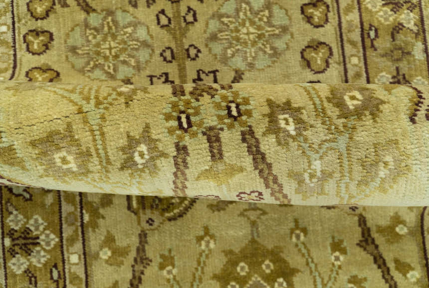 Traditional Oushak Design Gold And Brown 3x12 Hand Knotted Wool Area Rug