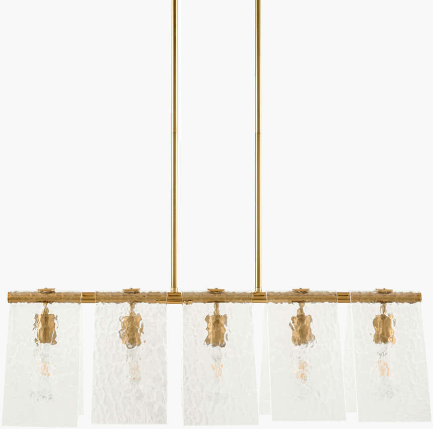 Mustard Modern Chandelier with glass details for dining or living rooms