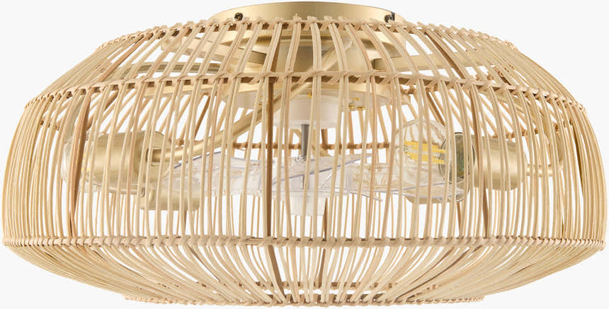 Orange Coastal Chandelier with rattan details for dining or living rooms