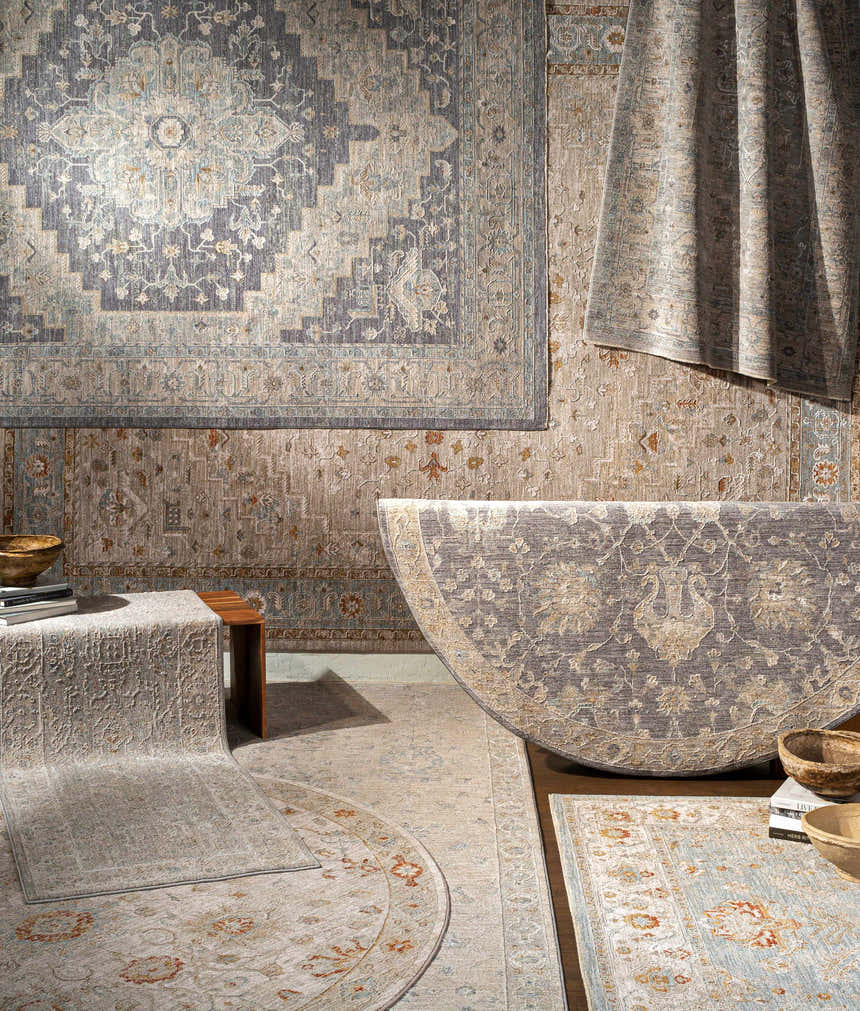 Multiple Phyllis Thick Luxe Statement Rugs in a variety of shapes, colors, and patterns. Styleshot