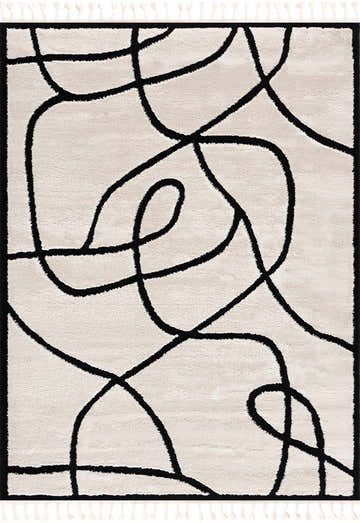 Close-up of the Azana Black & White Area Rug featuring a bold, abstract geometric design and soft, textured pile. Design-Rectangle-46