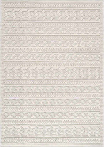 Close-up of the Fadey White 3D Washable Rug, showcasing its geometric pattern and soft, textured weaves. Design-Rectangle-537