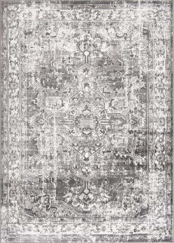Close-up of the Eddie Area Rug, a traditional vintage design in cream, dark gray, and medium gray tones. Design-Rectangle-46