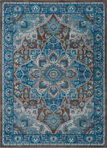 Detailed turquoise and beige Mardin rug with a traditional, vintage-inspired oriental pattern. Design-Rectangle-5373