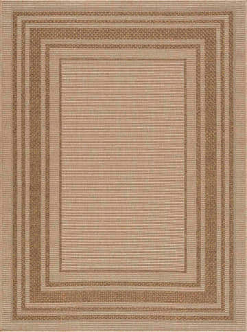 Close-up of the Isoko Bordered Faux Jute Rug, showcasing its camel and brown tones and textured, bordered design. Design-Rectangle-537