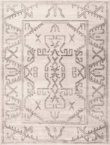 Close-up of the Divya Cream & Charcoal Area Rug showing its Southwestern-style geometric pattern and soft, textured weave. Design-Rectangle-46