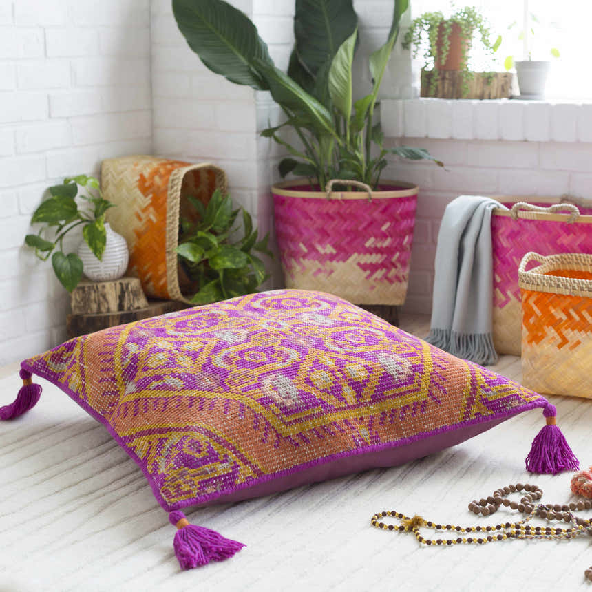Antlers Purple Bohemian Throw Pillow - Clearance