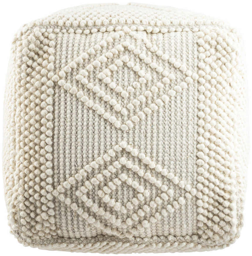 Aveley Beige Cotton Knitted Pouf