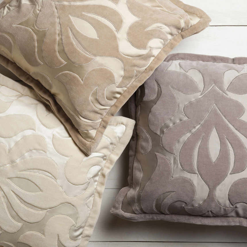 Balfron Gray Embroidered Square Throw Pillow - Clearance