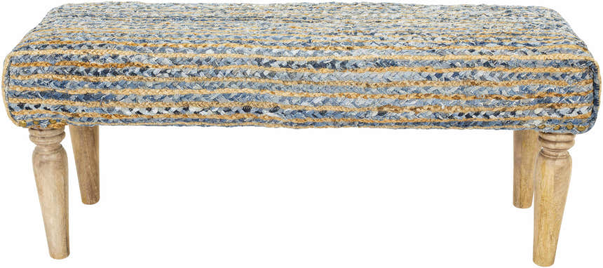 Barongis Blue&Naturak Jute Wood Legs Bench - Clearance