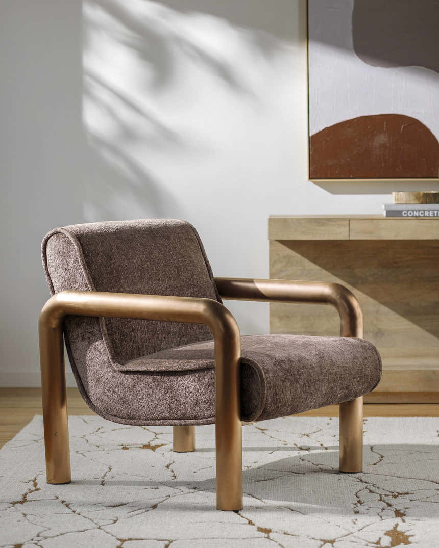 Brezolles Metallic - Brass Accent Chair - Clearance
