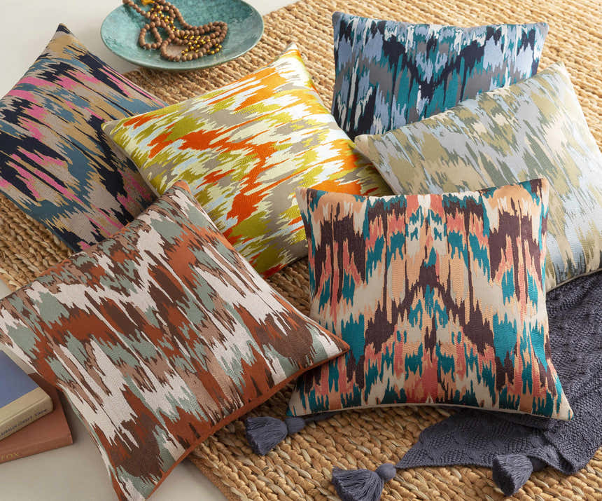 Biggar Blue & Green Abstract Throw Pillow - Clearance