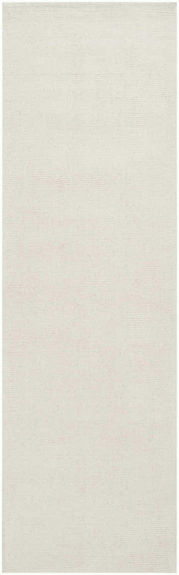 Close-up of the Brockton Solid Light Beige Wool Rug, showing its subtle striped texture and soft, neutral color. Design-Runner-268