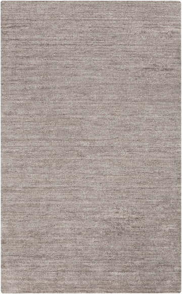Close-up of the Buskirk Area Rug. Hand-loomed, gray viscose rug with a subtle horizontal texture. Contemporary style. Design-Rectangle-58
