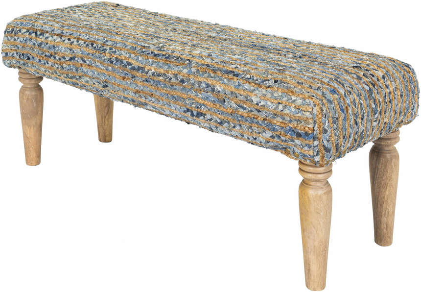 Barongis Blue&Naturak Jute Wood Legs Bench - Clearance