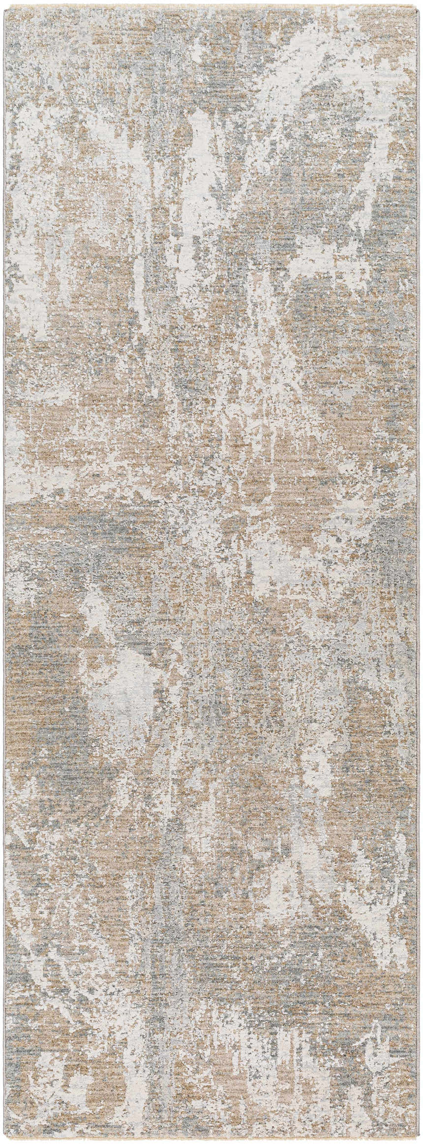 Close-up of the Cady Thick Luxe Area Rug, showcasing its abstract design in cloud gray, brown, and light gray tones. Design-Runner-2773