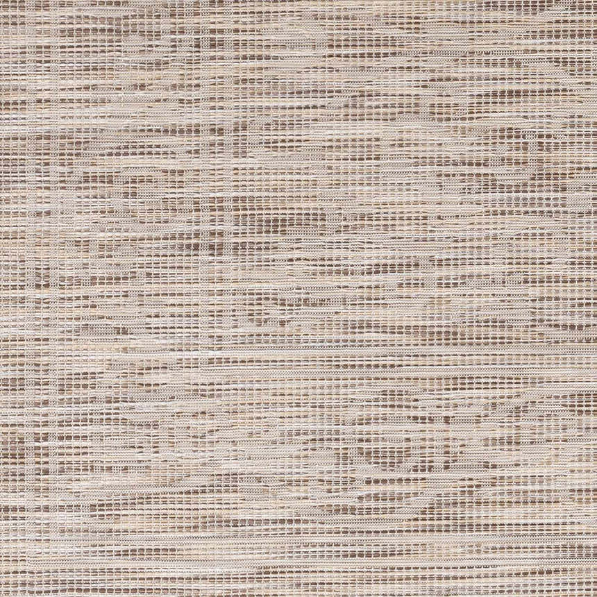 Close-up of Coolville Brown Flatweave Area Carpet showing woven texture and neutral brown, cream, and tan colors. Swatch