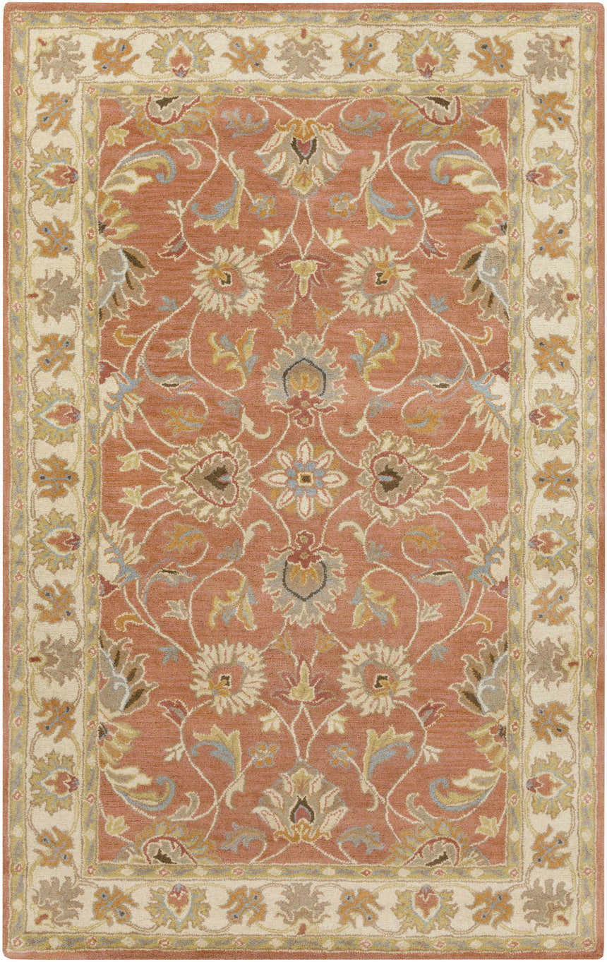 Detailed view of the Caesar Hand Tufted Burnt Orange 1124 Wool Carpet, showcasing its floral, oriental design and soft, wool texture. Design-Rectangle-58
