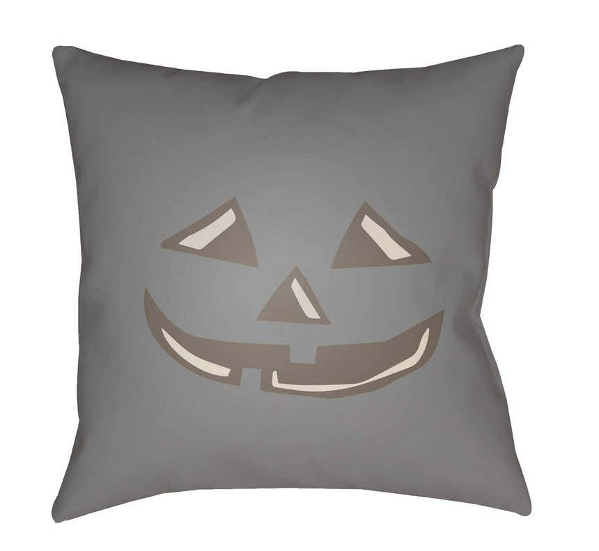 Halloween Pumpkin Dark Gray Outdoor Throw Pillow