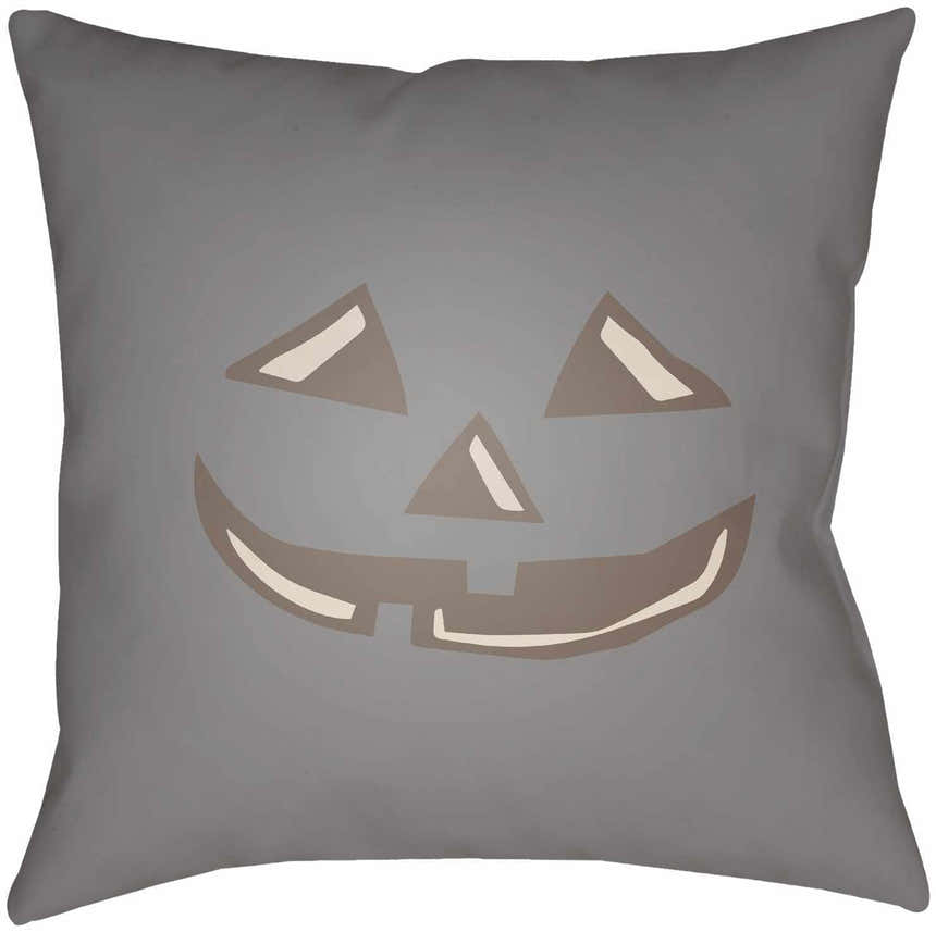 Halloween Pumpkin Dark Gray Outdoor Throw Pillow