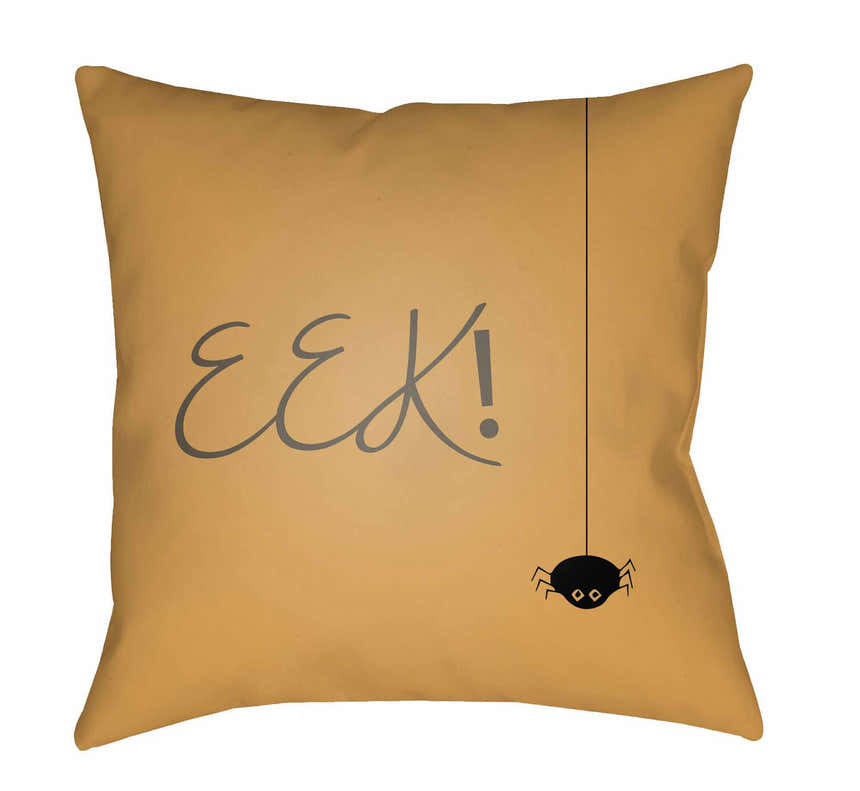 Halloween Eek Print Mustard Outdoor Pillow