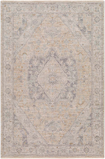 Detailed texture of a Deena Thick Luxe Area Rug in brown, charcoal, teal, and sage. Farmhouse traditional style. Design-Rectangle-575
