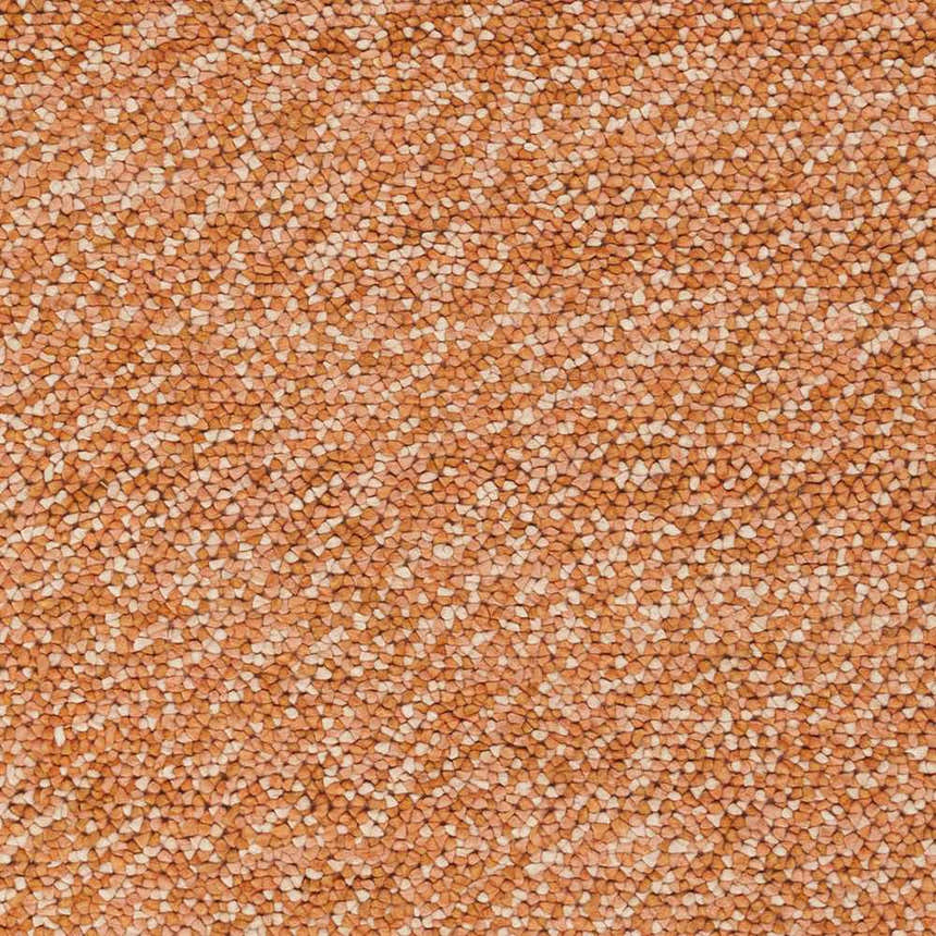 Close-up of the Diss Area Rug. Hand-woven shag rug in blush, burnt orange, and dusty pink wool. Contemporary style. Swatch