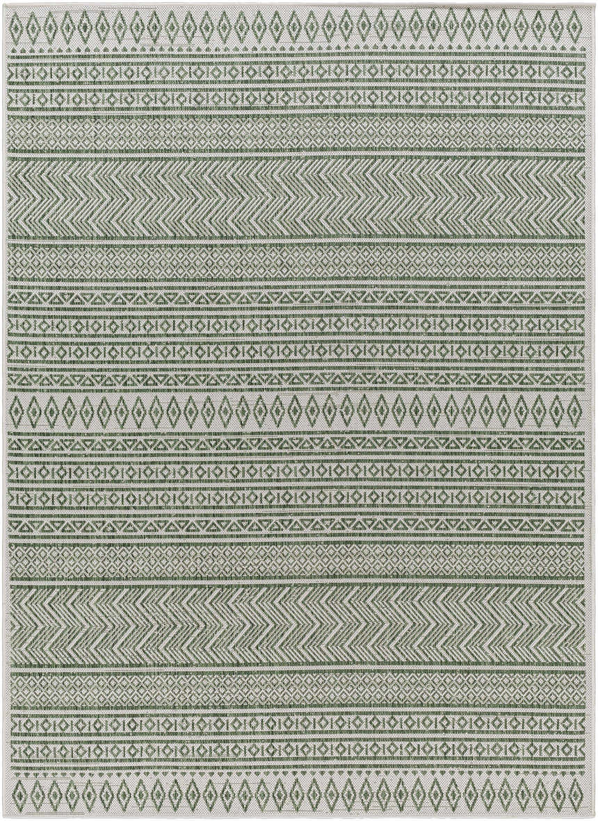 Madras Natural Gray Green All Over Performance Area Rug with geometric, diamond, and chevron patterns. Design-Rectangle-537