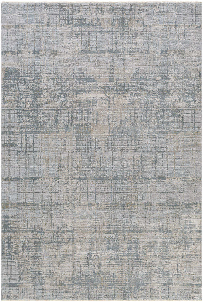 Fallin Gray Thick Luxe Abstract Striped Rug featuring a distressed, textured pattern in shades of gray, sage, and taupe. Design-Rectangle-6796