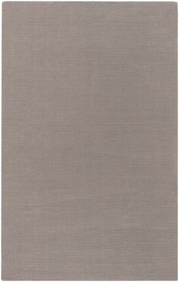 Close-up of the hand-loomed Brockton Solid Gray Wool Rug, showing its subtle striped texture and neutral gray color. Design-Rectangle-58