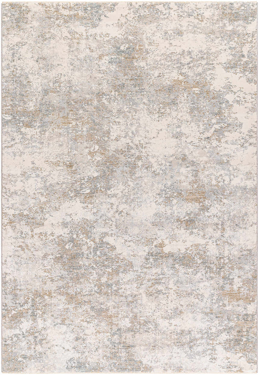 Close-up of Ganit Thick Luxe Boutique Rug with beige, gray, and brown abstract pattern. Design-Rectangle-575